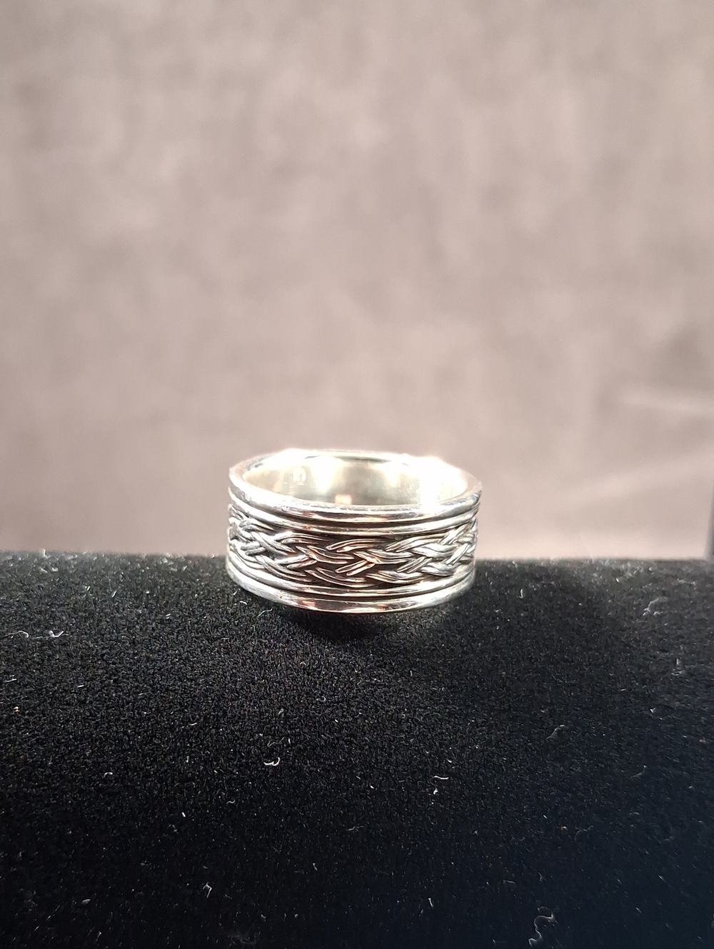 Marked 925 Sterling Silver Braided Rope Celtic Design 8mm Ring VG+ 6.5